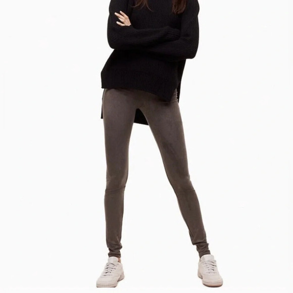 Aritzia Wilfred Free Daria Pant  Vegan Suede Leggings Brown - Picture 2 of 7
